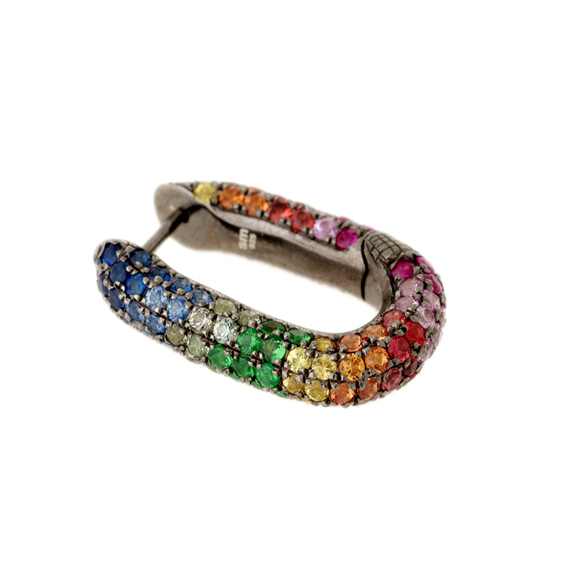 Link Earring - Colored Sapphires - Tsavorites