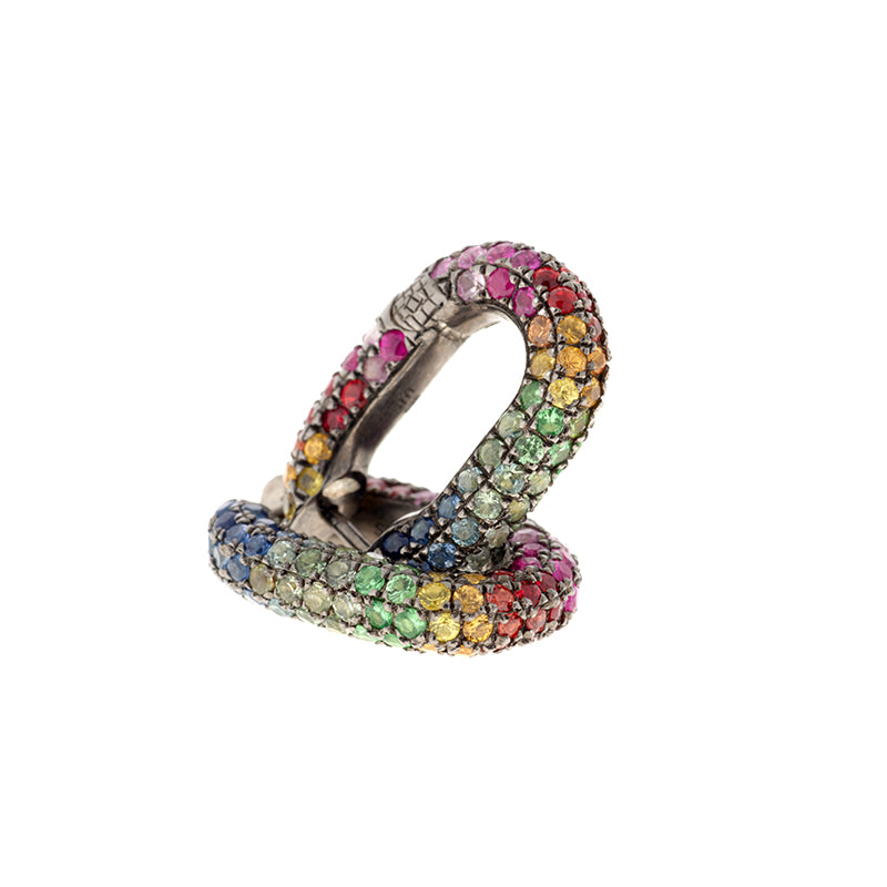 Link Earring - Colored Sapphires - Tsavorites