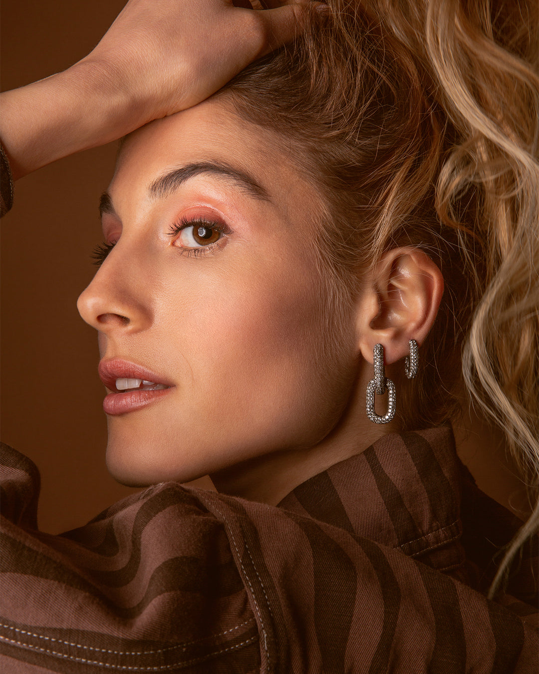 Link Earring - Icy Grey Diamonds