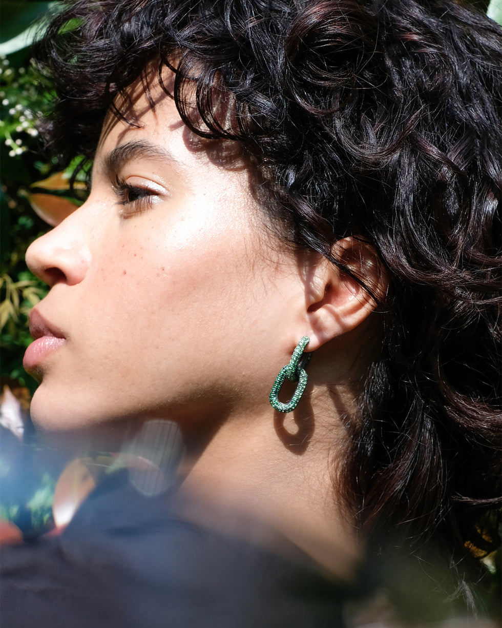 Link Earring - Tsavorites