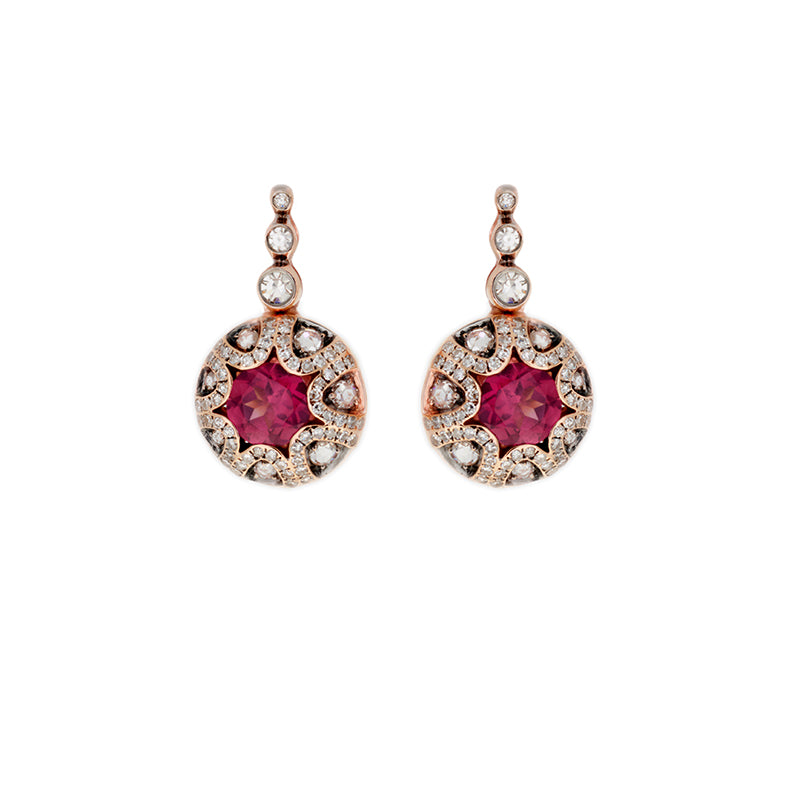 Mille et une nuits Boucles d'oreilles - Rhodolites - Diamants