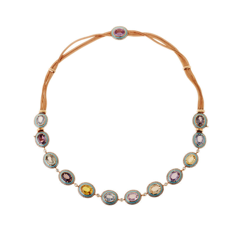 Mina Collier Bleu Clair - Saphirs Colorés - Diamants