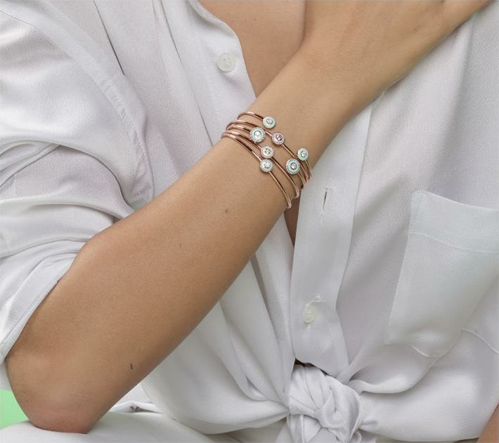 Mina Bracelet Lilas - Tourmaline Rose - Diamants