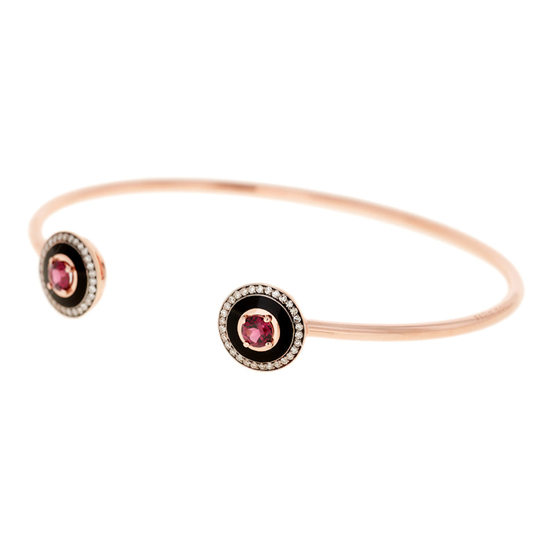 Mina Bracelet noir - Rhodolites - Diamants