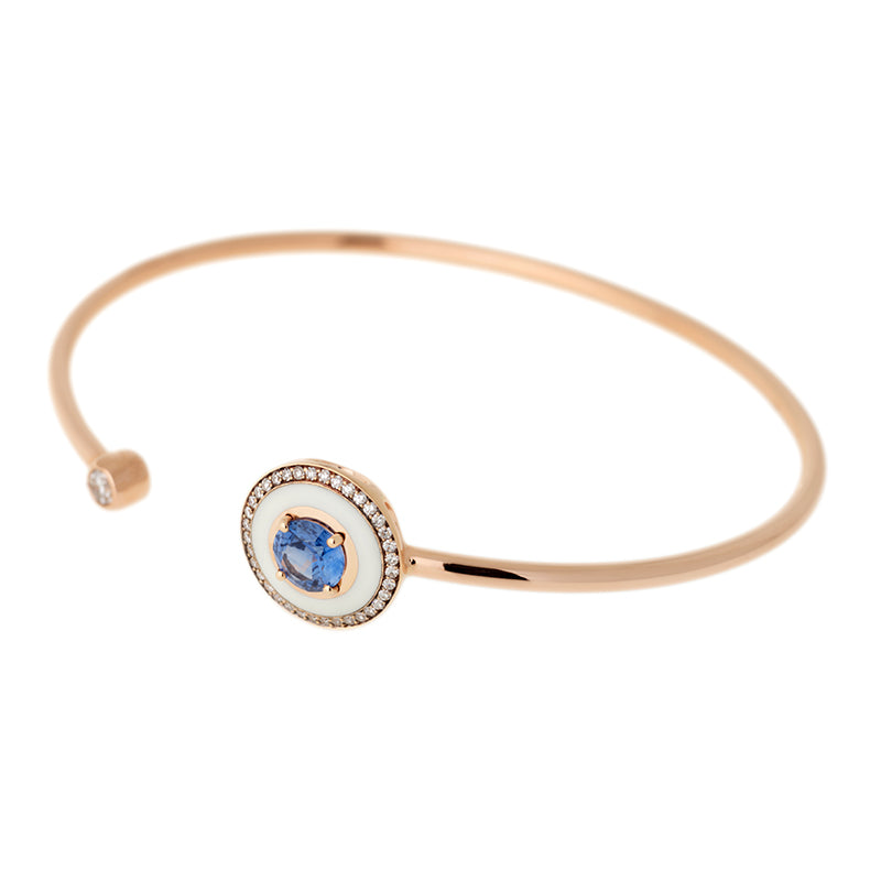 Mina Bracelet Ivoire - Saphir Bleu - Diamants
