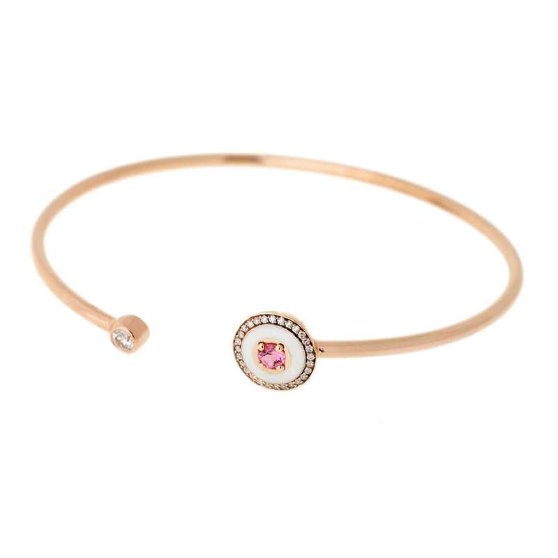 Mina Bracelet Ivoire - Tourmaline Rose - Diamants