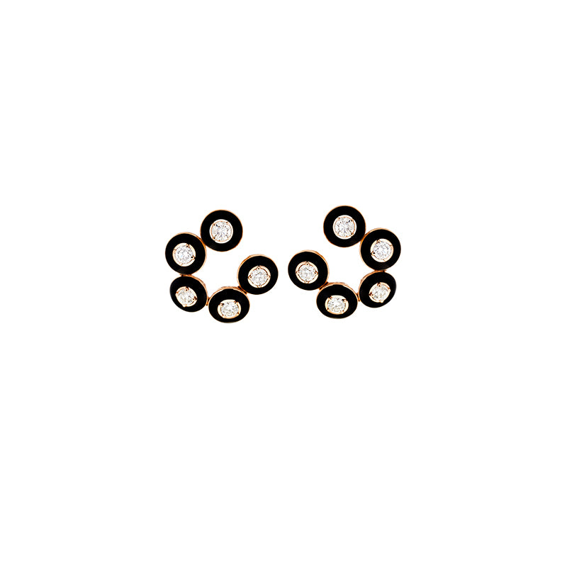 Mina Boucles d'oreilles noires - Diamants