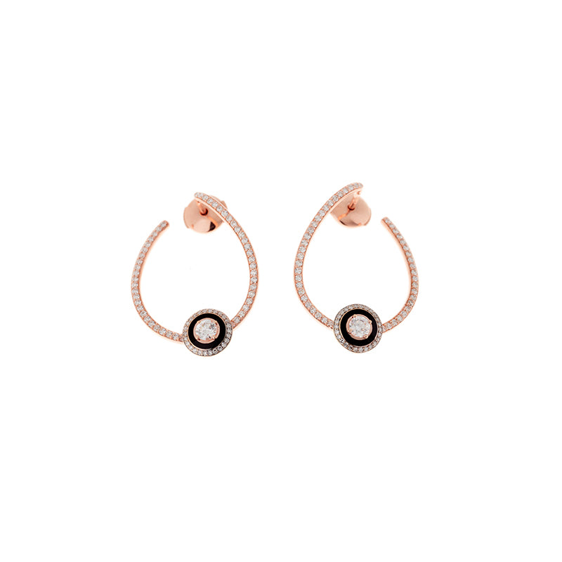Mina Boucles d'oreilles noires - Diamants