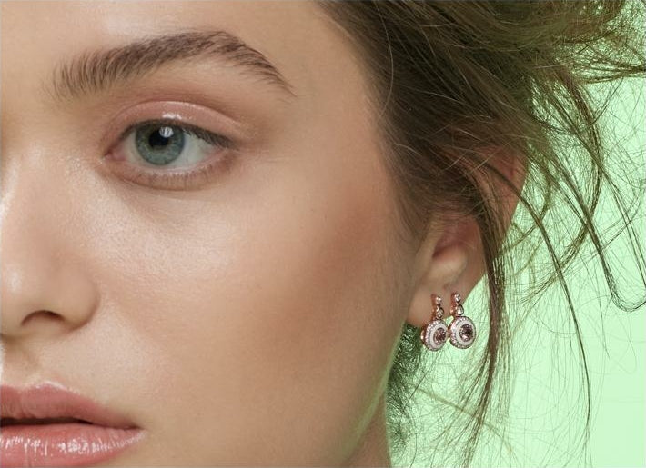 Mina Ivory Earrings - Pink Tourmalines - Diamonds