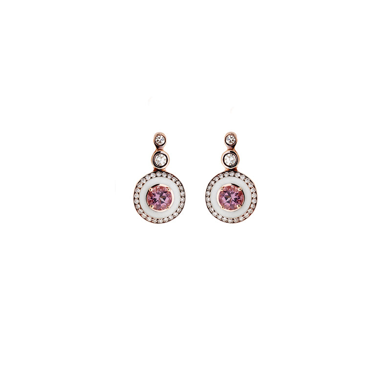 Mina Boucles d'oreilles en ivoire - Tourmalines roses - Diamants