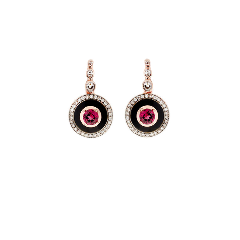 Mina Boucles d'oreilles noires - Rhodolites - Diamants