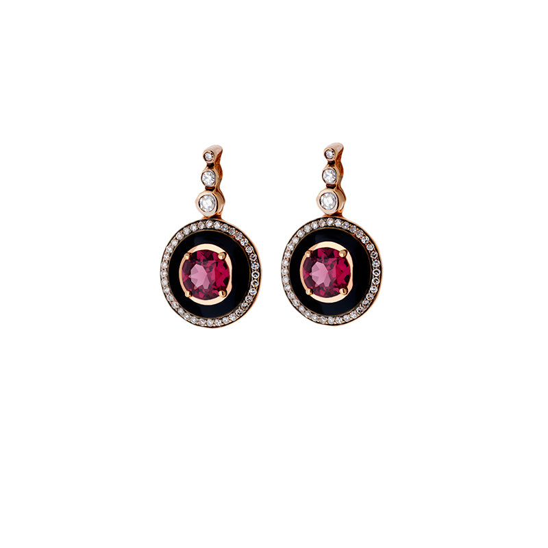 Mina Boucles d'oreilles noires - Rhodolites - Diamants
