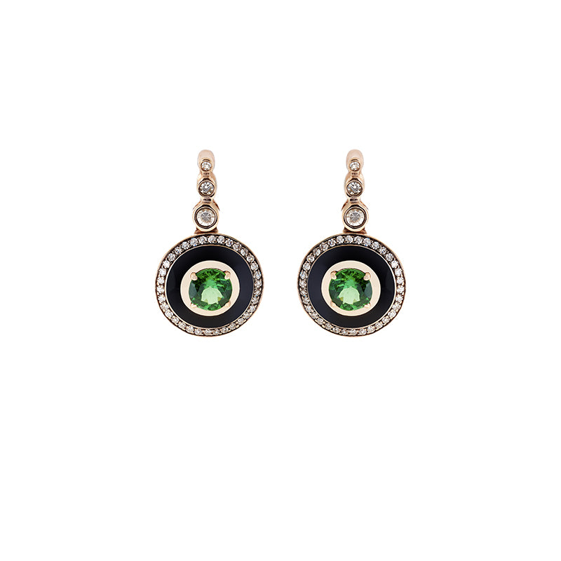 Mina Boucles d'oreilles noires - Tsavorites - Diamants