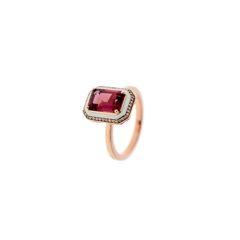 Mina Bague Ivoire - Rhodolite - Diamants