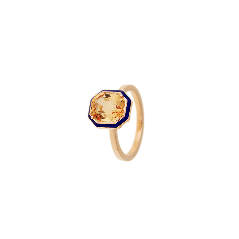 Mina Bague Bleu Marine - Topaze Jaune