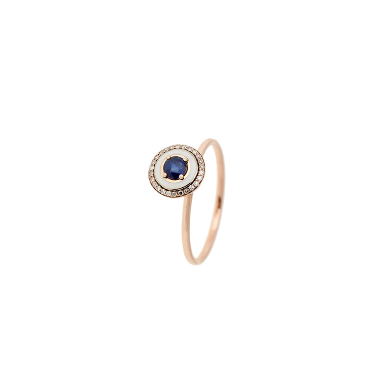 Mina Ivory Ring - Blue Sapphire - Diamonds