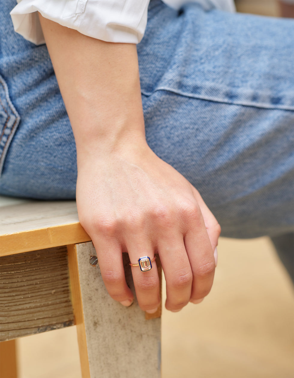 Mina Bague bleu marine - Morganite