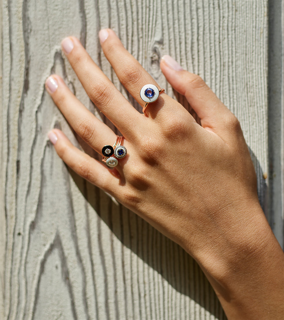Mina Ivory Ring - Blue Sapphire