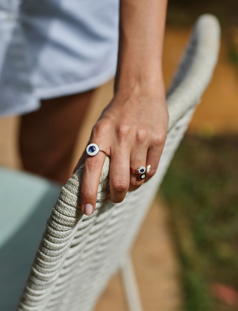Mina Ivory Ring - Blue Sapphire