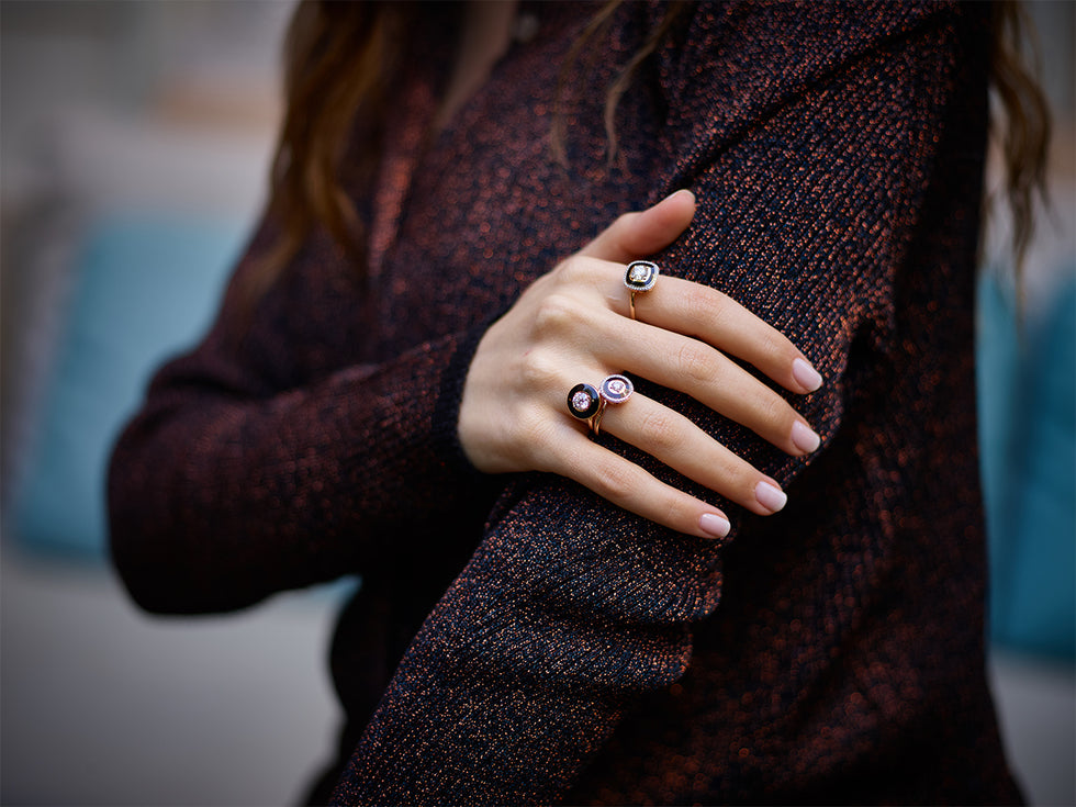 Mina Bague noire - diamant
