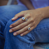 Mina Ivory Ring - Blue Sapphire - Diamonds
