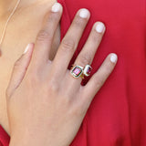 Mina Ivory Ring - Rhodolite - Diamonds