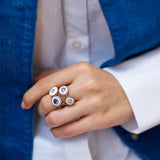 Mina Ivory Ring - Blue Sapphire - Diamonds