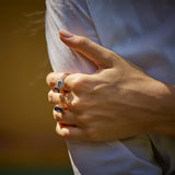 Mina Ivory Ring - Blue Sapphire - Diamonds