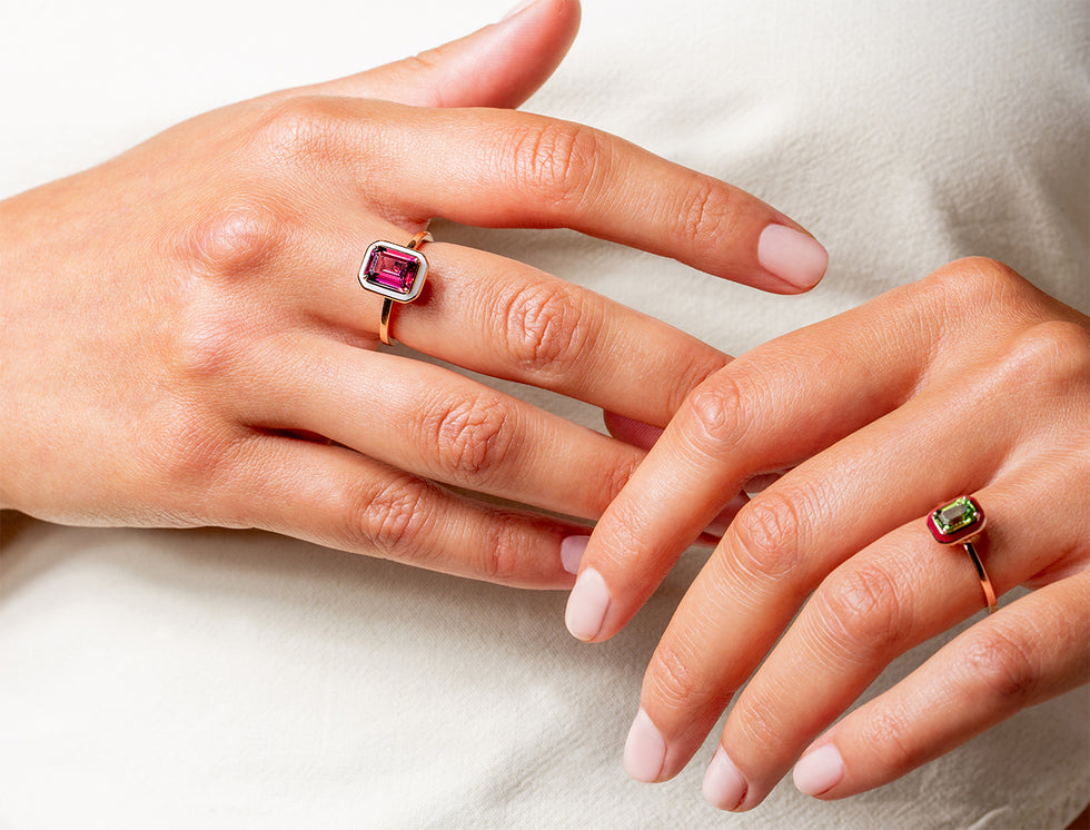 Mina Bague Framboise - Tourmaline Vert