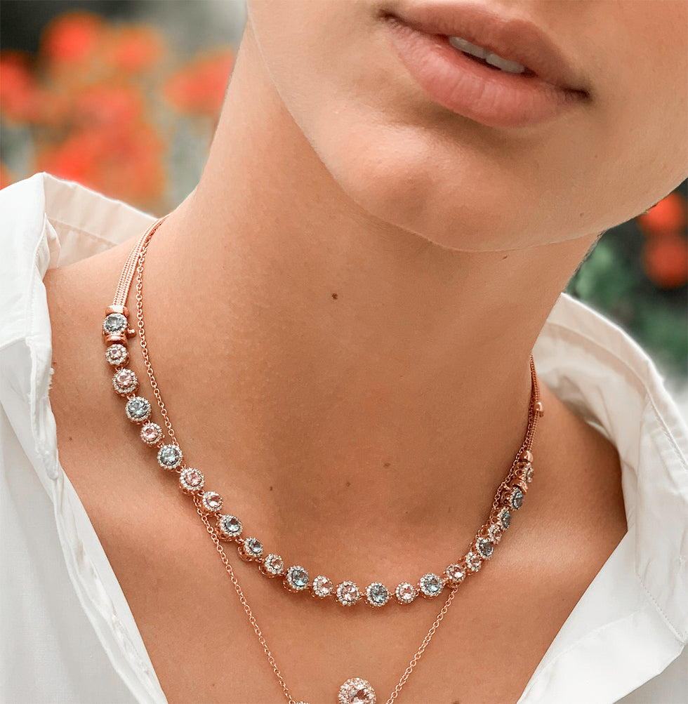 Beirut Necklace - Aquamarines - Morganites - Diamonds