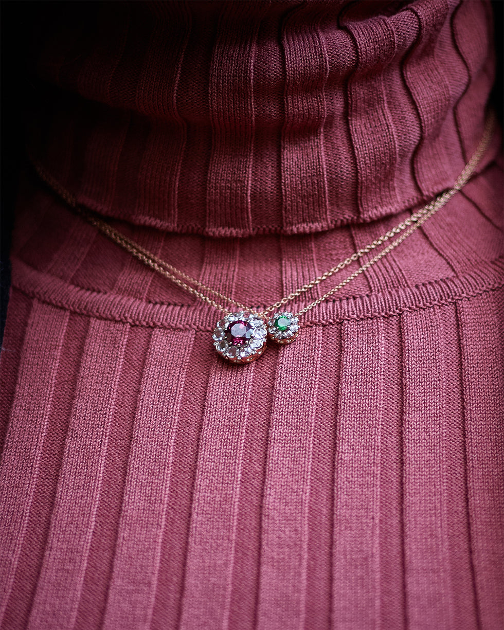 Beirut Rosace Pendentif - Tsavorite - Diamants