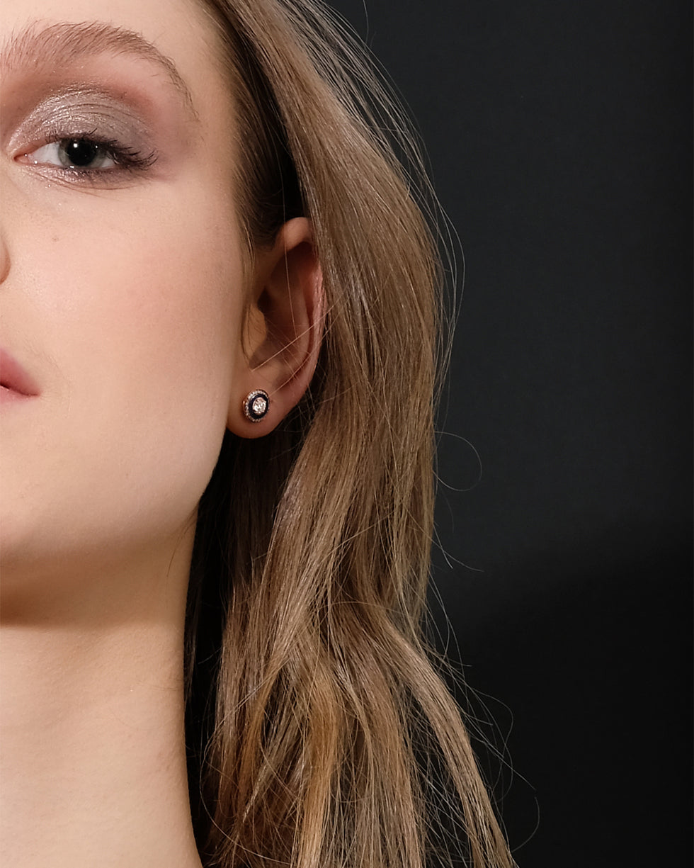 Mina Boucles d'oreilles noires - Diamants