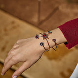Mina Bracelet noir - Rhodolites - Diamants
