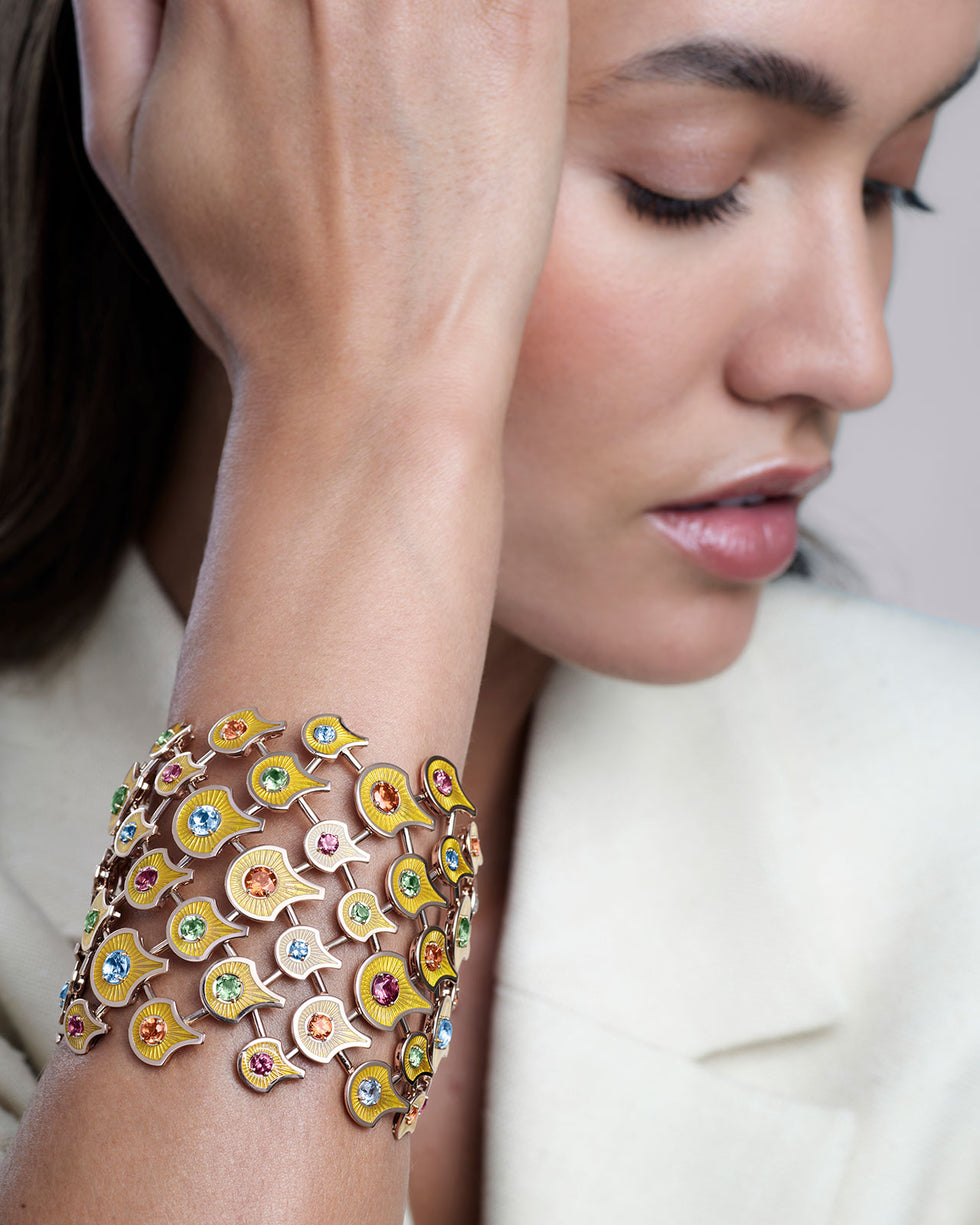 Fish For Love Yellow Bracelet - Aquamarines - Peridots - Garnets - Tourmalines - Sapphires