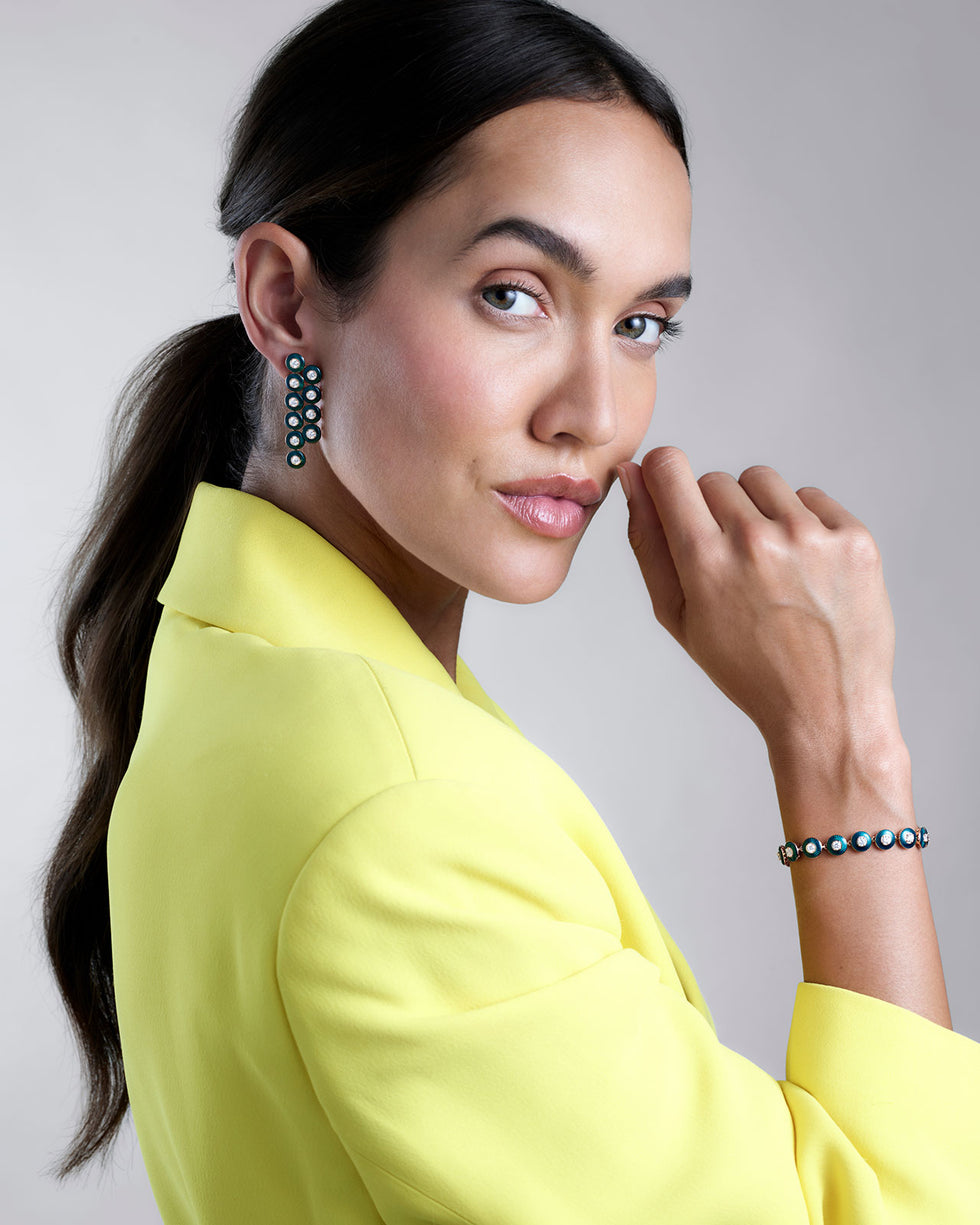 Mina Petrol Earrings - Diamonds