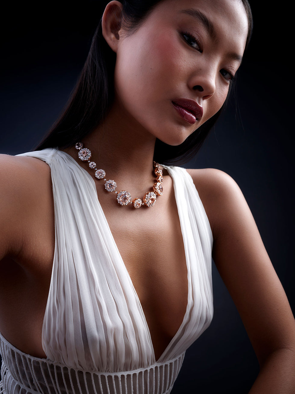 Beirut Rosace Necklace - Morganites - Diamonds