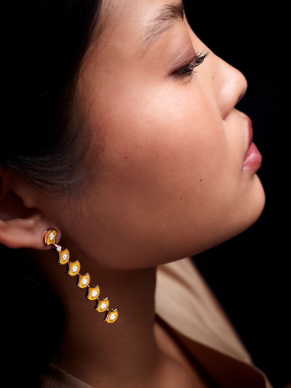 Fish For Love Scales Yellow Earrings - Diamonds