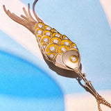 Fish For Love Scale Yellow Pendant - Colored Sapphires - Tsavorites - Diamonds