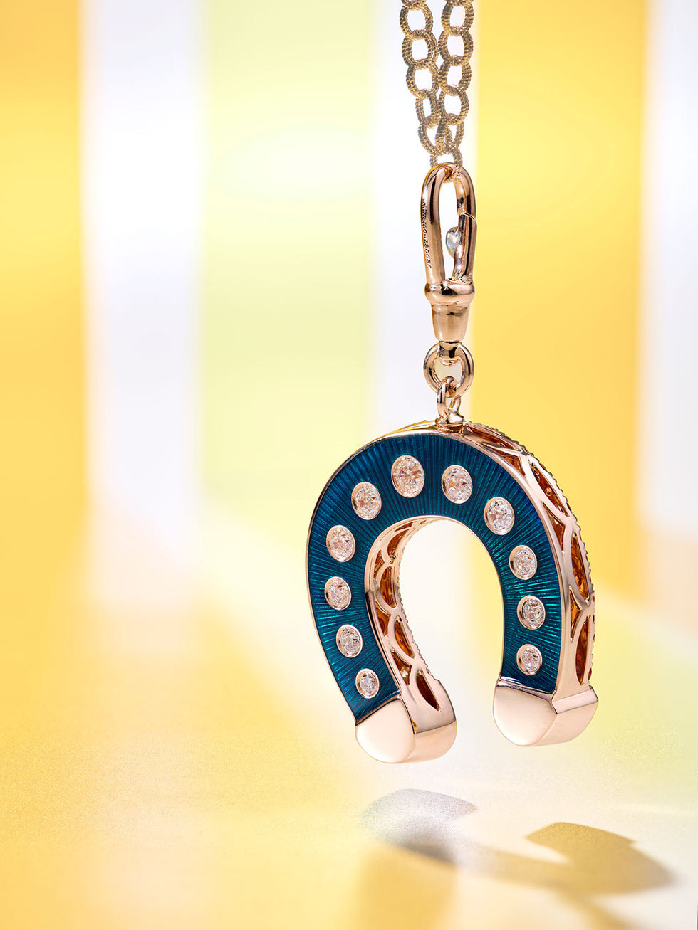 Double Face Petrol Pendant - Orange Sapphires - Diamonds