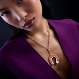 Double Face Petrol Pendant - Orange Sapphires - Diamonds