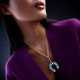 Double Face Petrol Pendant - Orange Sapphires - Diamonds