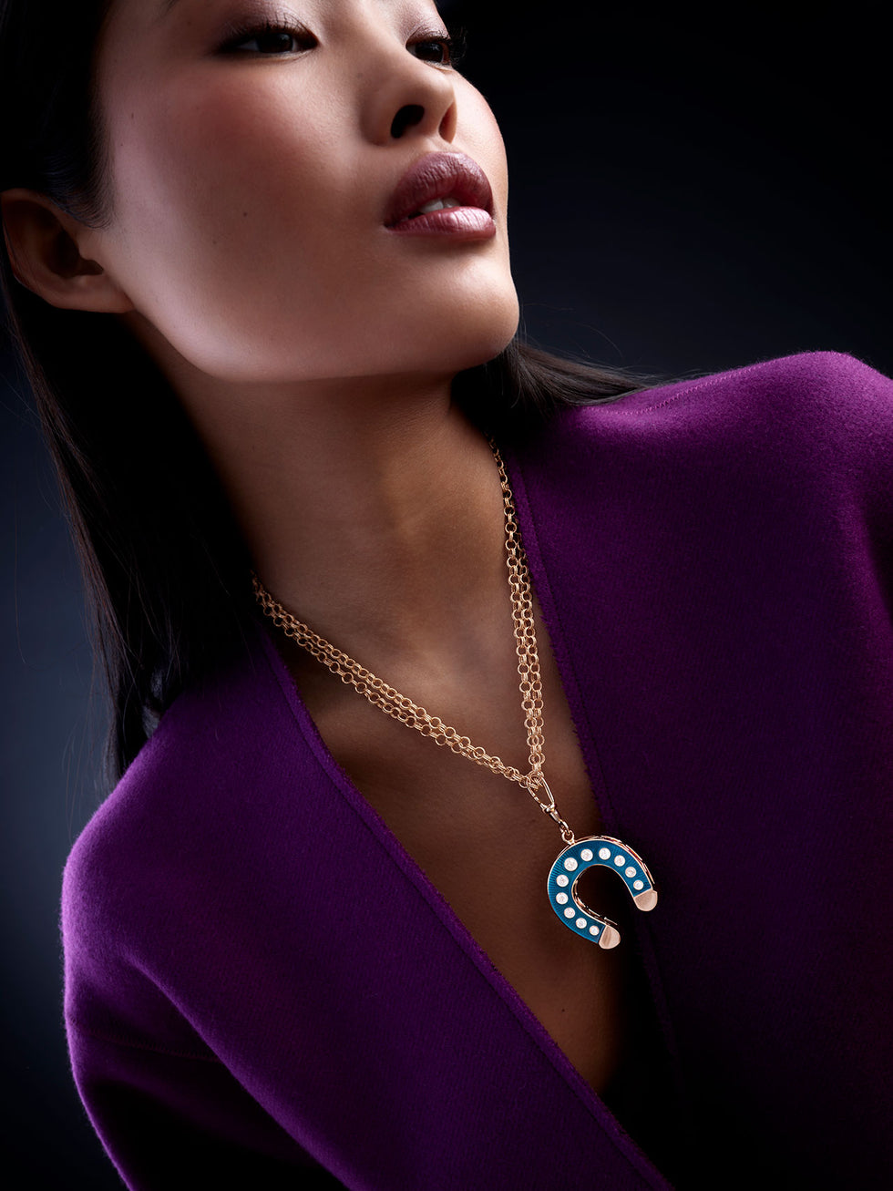 Double Face Petrol Pendant - Orange Sapphires - Diamonds