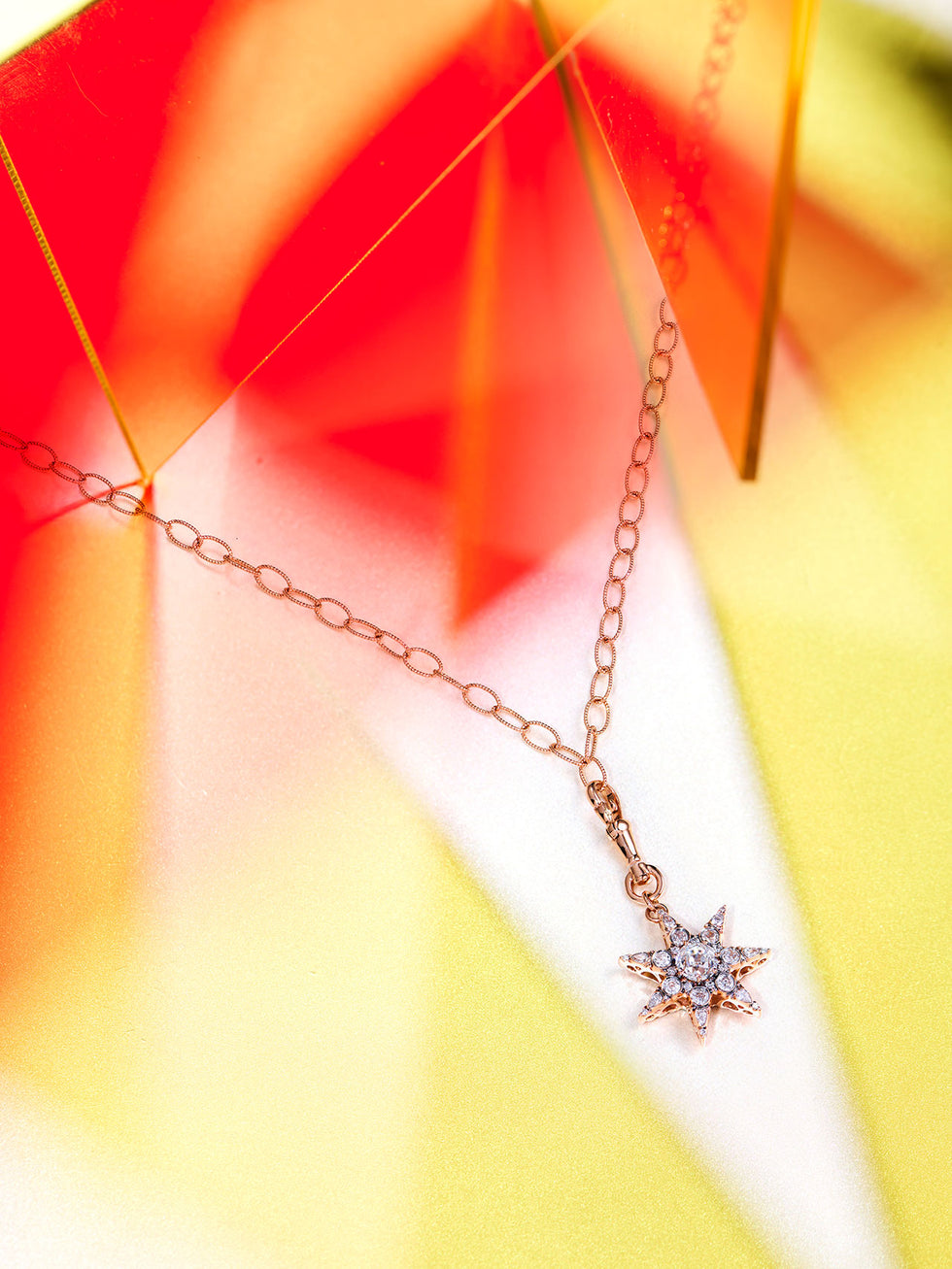 Istanbul Pendant - Orange Sapphires - Diamonds