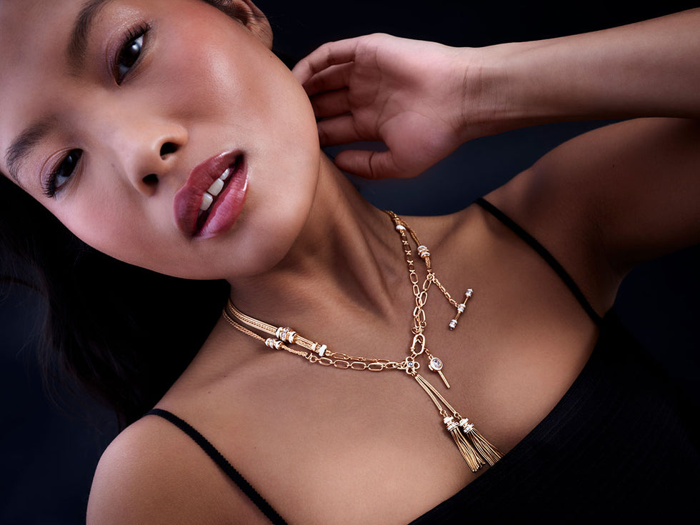 Kastak Ivory Necklace - Blue Sapphires - Diamonds