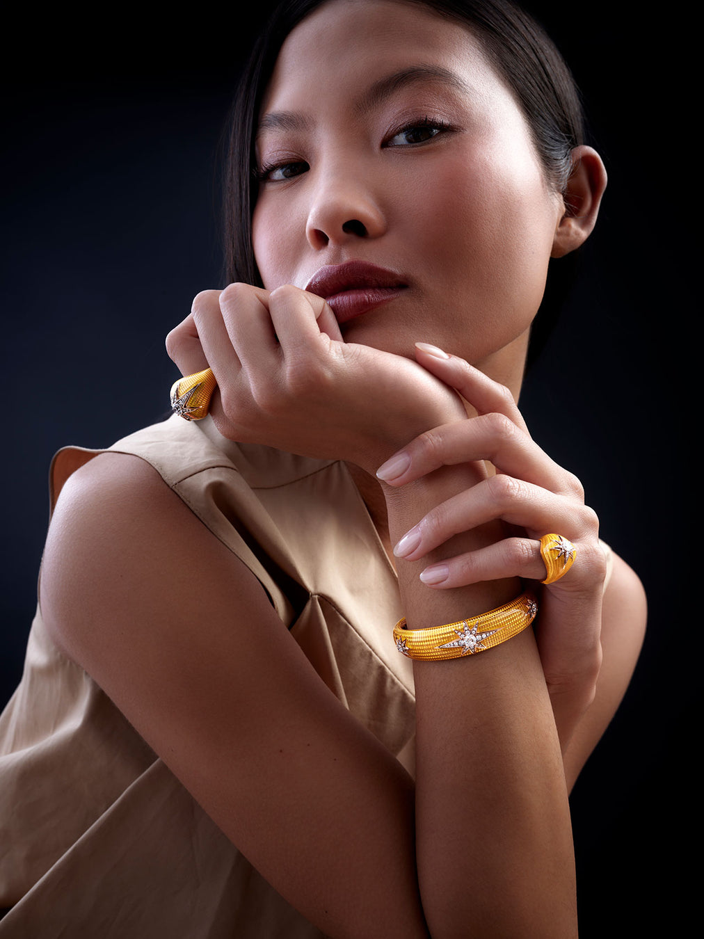 Aïda Yellow Pinky Ring - Diamonds