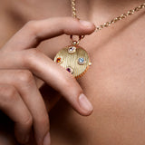 Amor Pendant - Aquamarine - Morganite - Opal - Rhodolite - Diamonds - 30.00mm