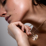 Amor Pendant - Aquamarine - Morganite - Opal - Rhodolite - Diamonds - 22.00mm