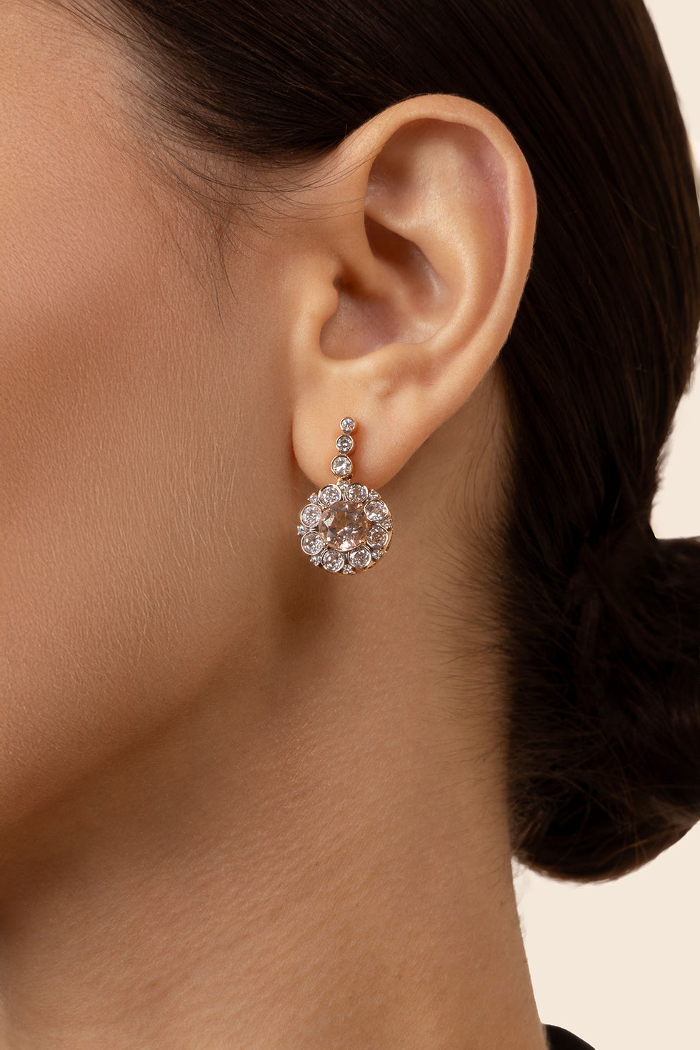Beirut Rosace Earrings - Morganites - Diamonds