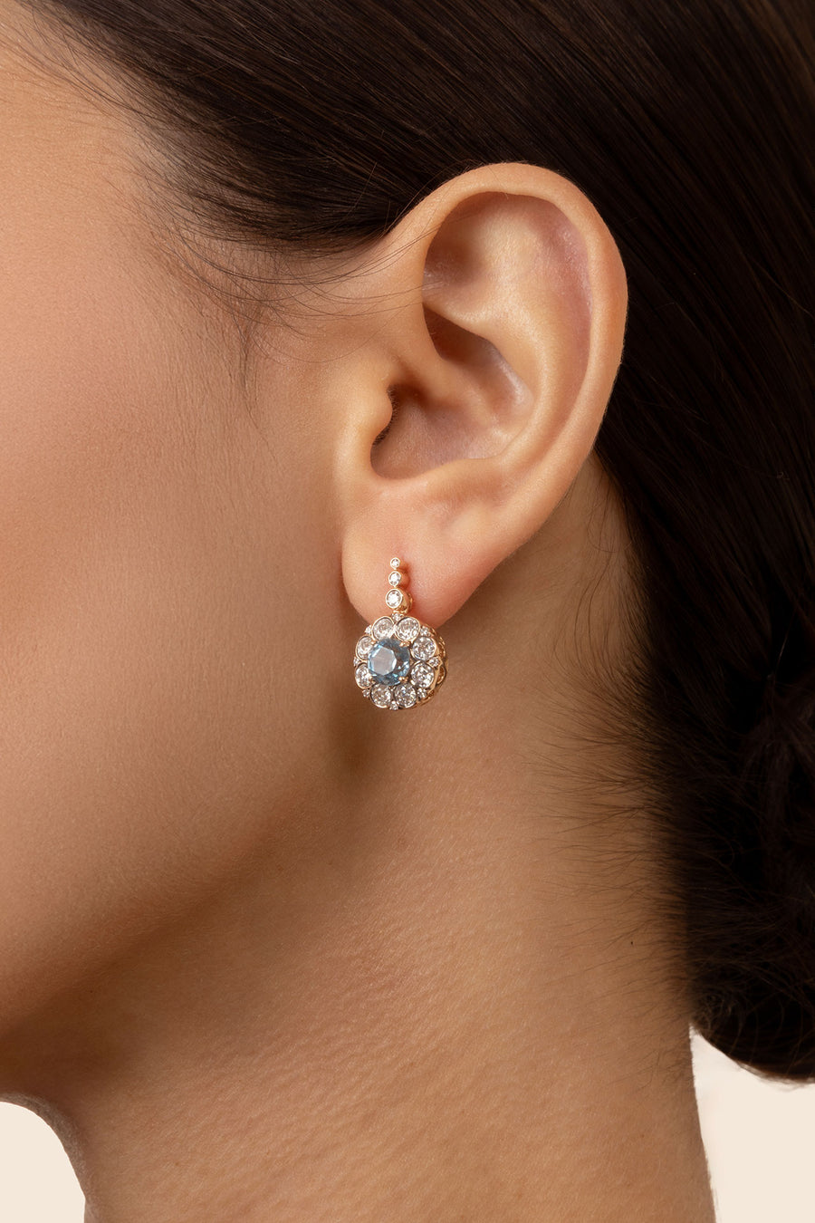 Beirut Rosace Earrings - Aquamarines - Diamonds