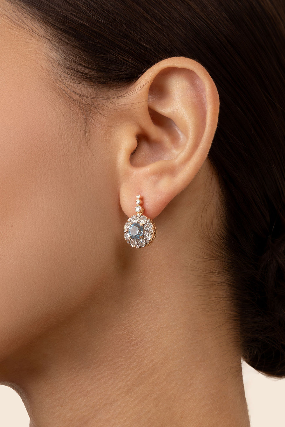 Beirut Rosace Earrings - Aquamarines - Diamonds